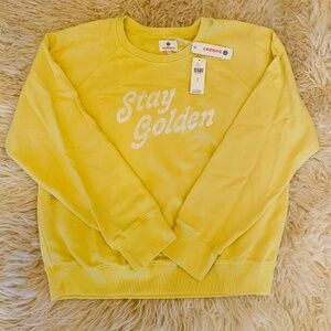 SUNDRY “Stay Golden” pale yellow sweatshirt size L NWT
